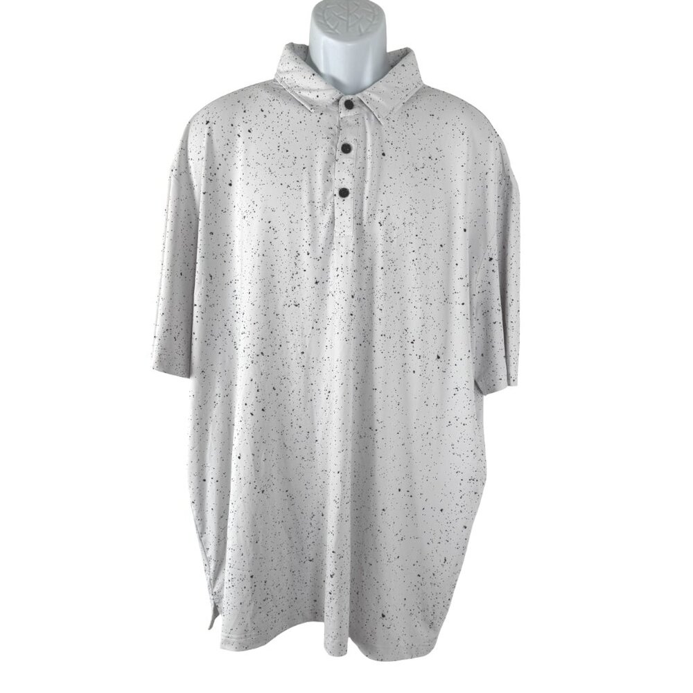 Sunday Swagger‎ Polo Shirt 3XL Short Sleeve White Blue Splatter Golf TP-3407